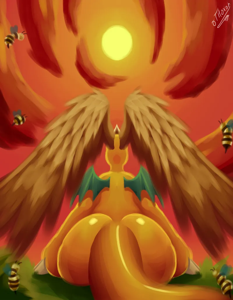 Mega Dragonite x Bees comic porn — cover