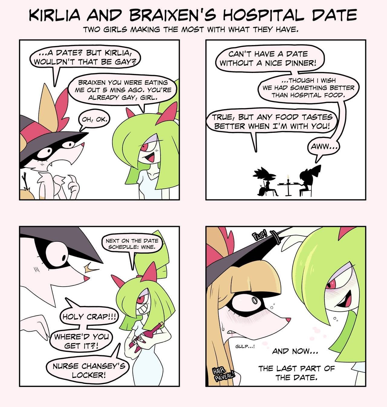 [PONPORIO] Kirlia and Braixen’s Hospital Date comic porn — cover