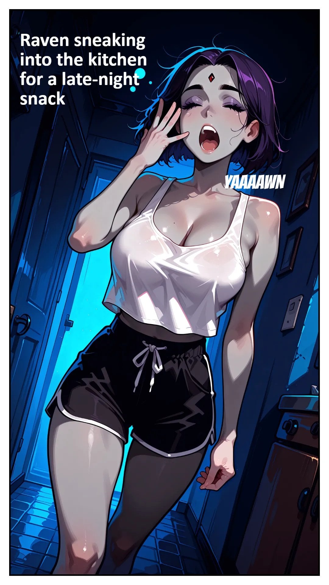 レイヴンが夜食を求めて台所に忍び込む | Raven Sneaking Into The Kitchen For A Late-Night Snack comic porn — cover